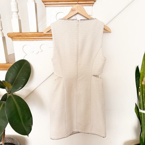 NWT For All Mankind Ivory Cutout Mini Dress Textured Tweed Sleeveless Size S - Picture 8 of 8